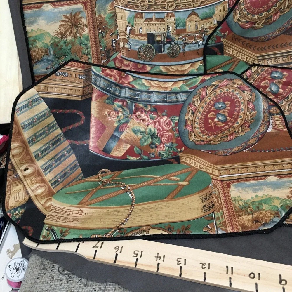 Handmade Fabric Placemats Set of‎ Four Beautiful Victorian Hat Boxes 12x16